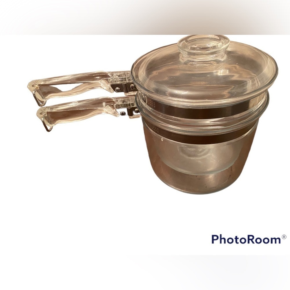 𝅺vintage Pyrex Flameware Glass Double Boiler 6283 1.5 Quart